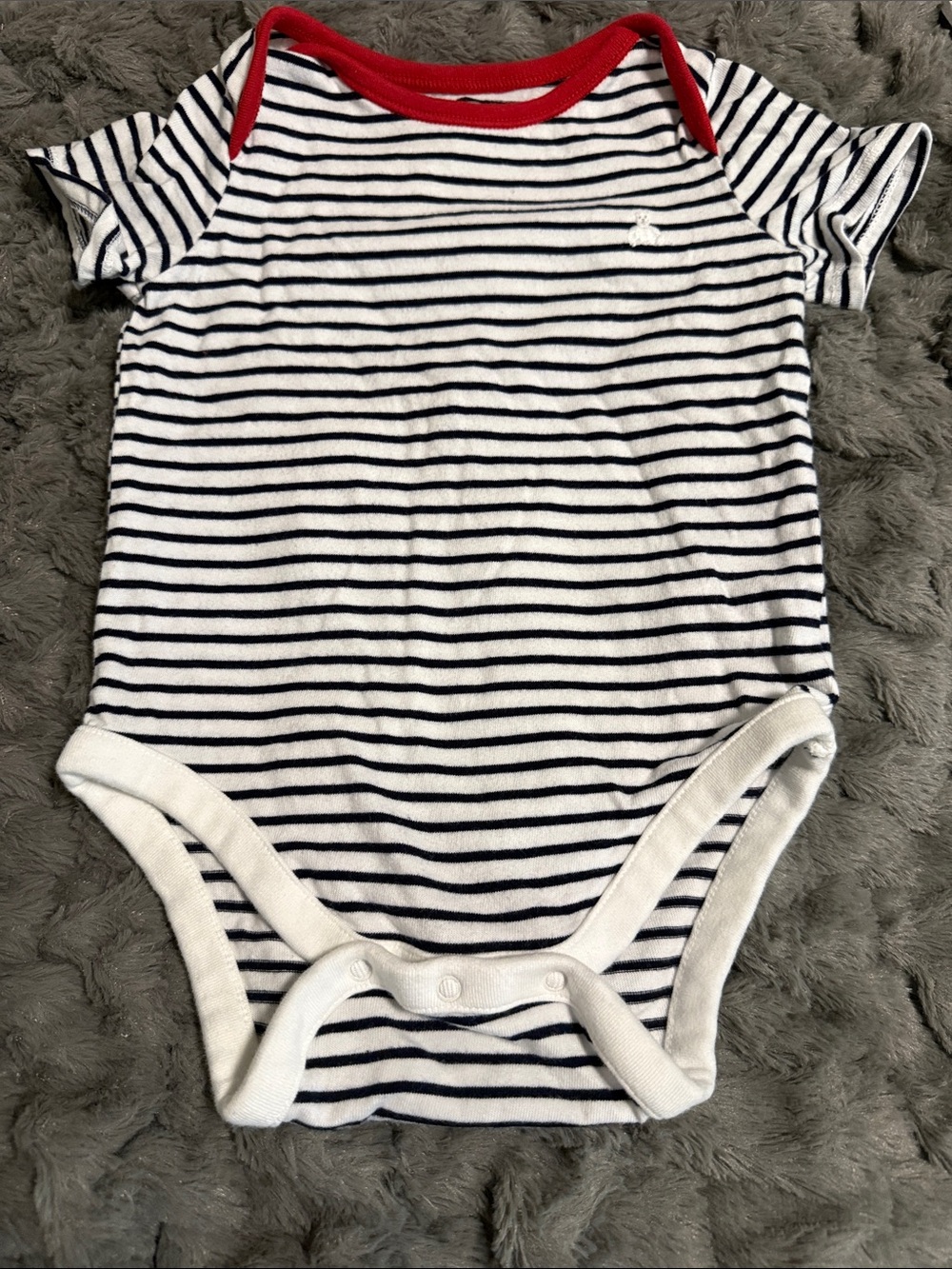 GAP Black & White Striped Baby One-Piece with Red Trim